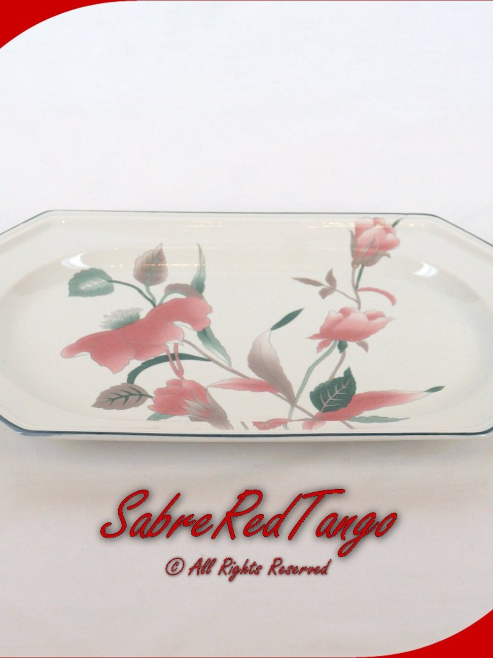 Vintage Mikasa Japan Ceramic Oval Serving Platter F3003 Silk Flowers